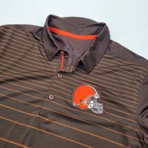 Nike Mens Cleveland Browns NFL Dri-FIT Striped Polo Shirt Brown Orange Small